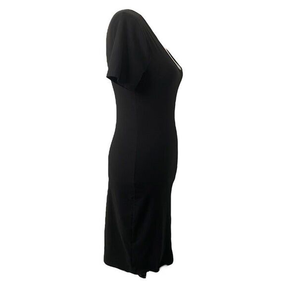 Mudd Woman’s Size Medium Maxi Dress Black Short Sleeve Lightweight Bodycon - Picture 4 of 5